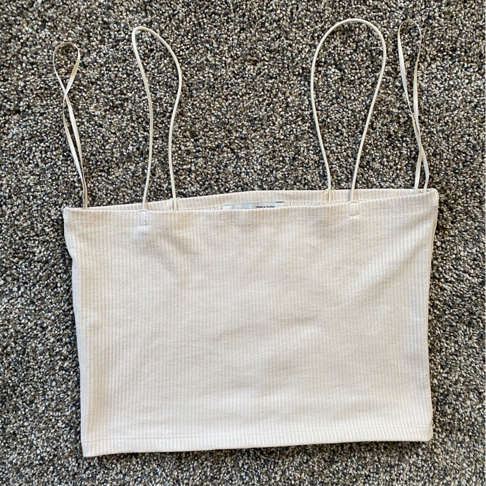 Pull&Bear Beige Ribbed Top